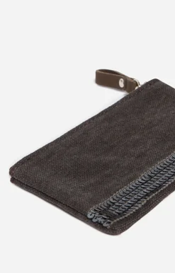 Vanessa Bruno Petite Pochette Zippée En Lin & Sequins