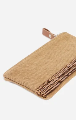Vanessa Bruno Petite Pochette Zippée En Lin & Sequins